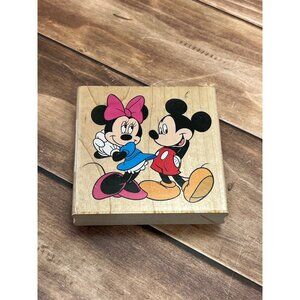 DISNEY ALL NIGHT MEDIA 540-J02 MICKEY LOVES MINNIE WOOD MOUNTED RUBBER STAMP